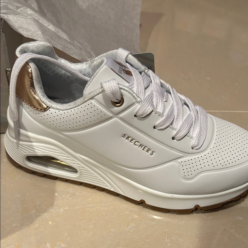 Skechers Kids White Shoes with Air-Cooled Memory Foam